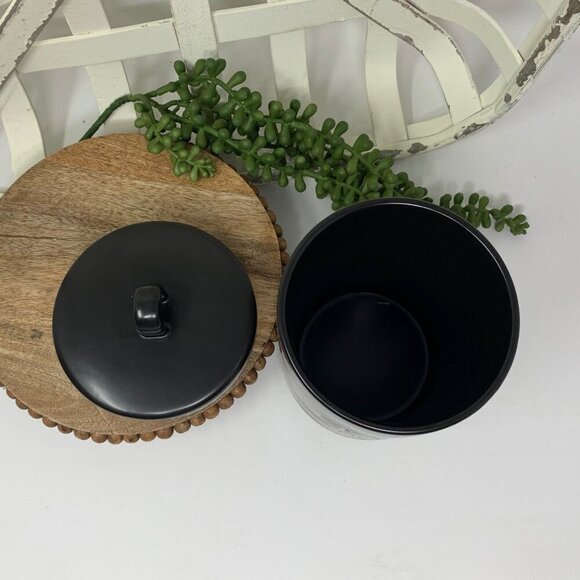 Rae Dunn Granola Canister Black Matte Ceramic Farmhouse Kitchen Storage Jar - Picture 5 of 6